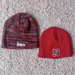Set of Two University of Nebraska Cornhusker Beanies Stocking Hats Caps Q8